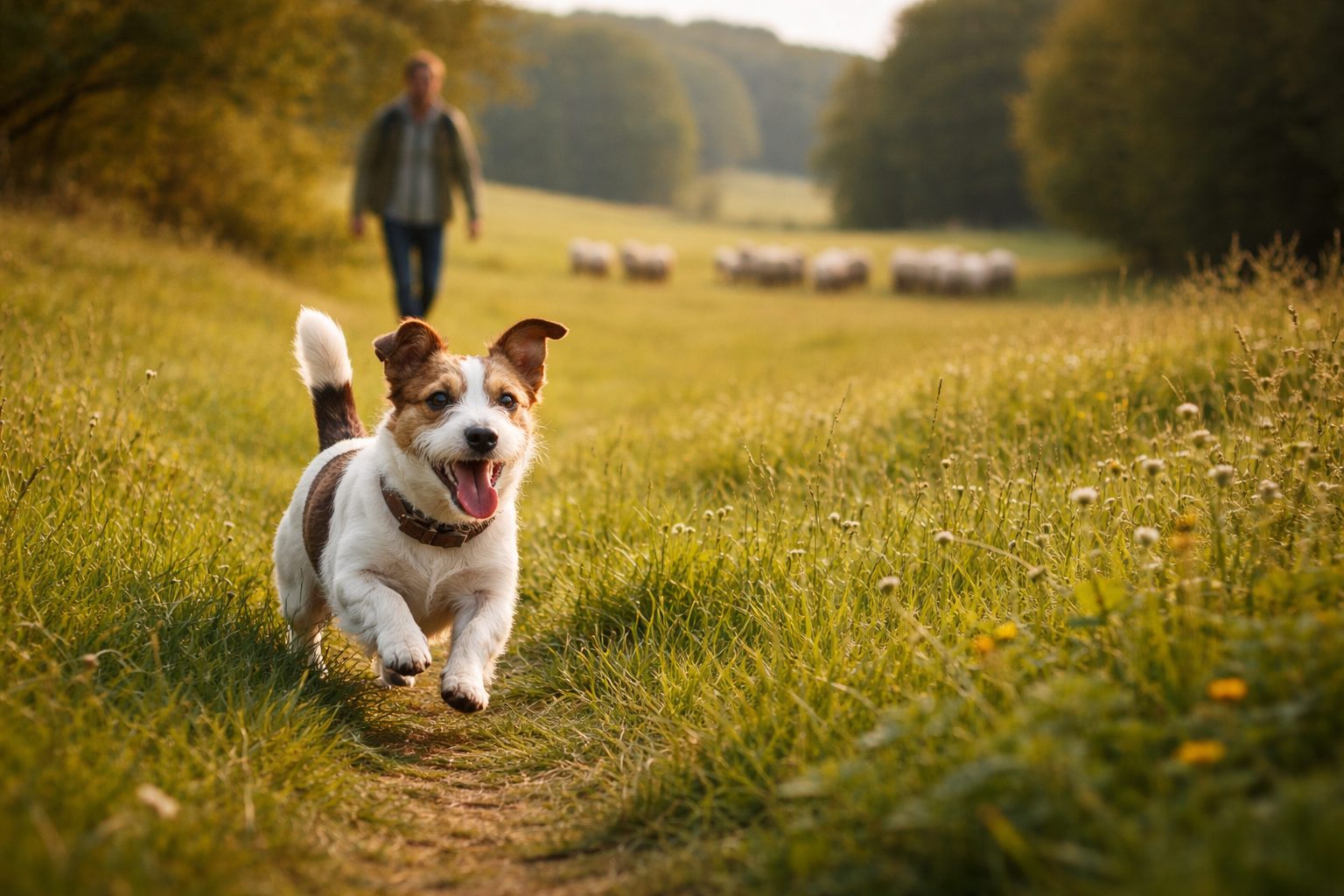 dog chasing sheep